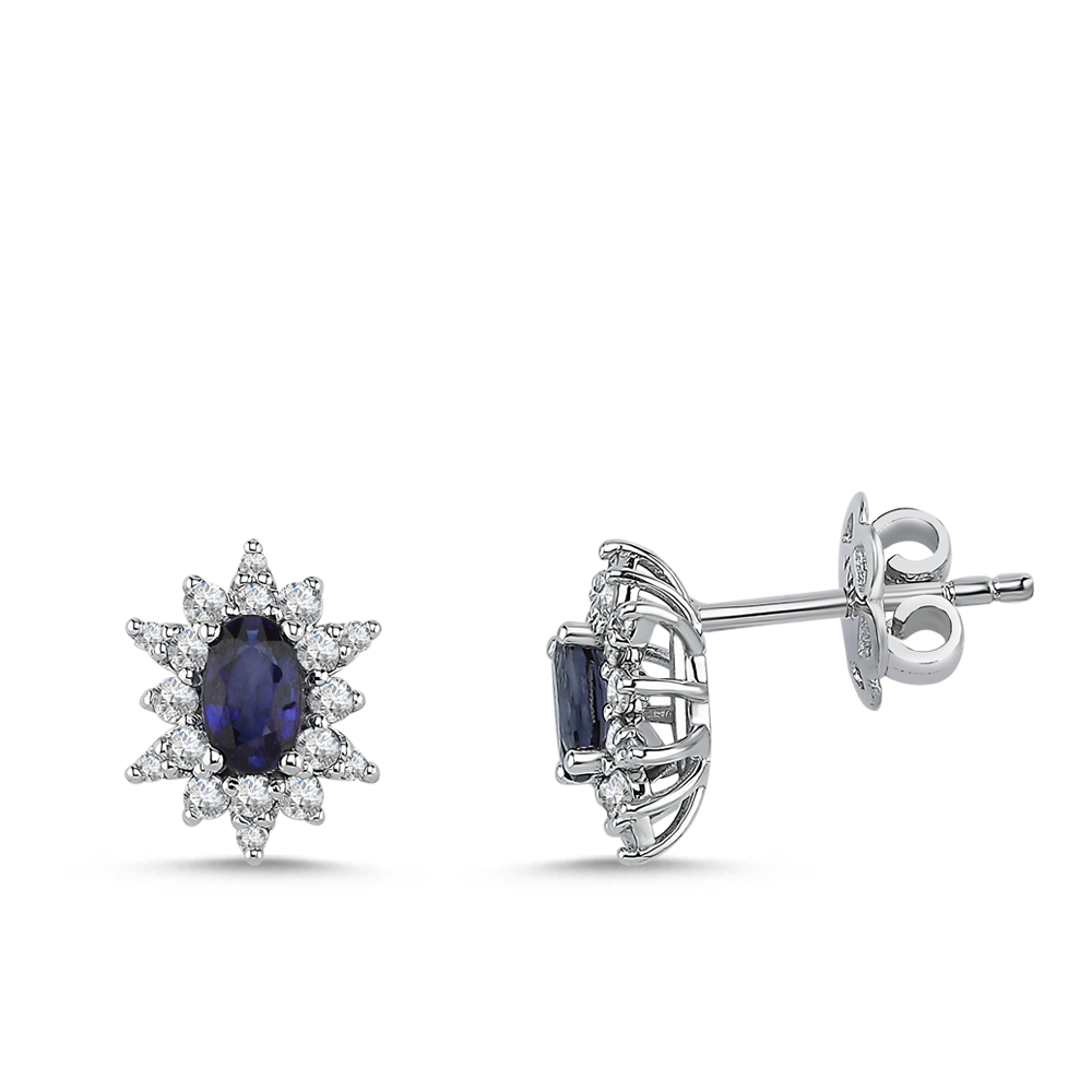 Pırlanta Safir Küpe