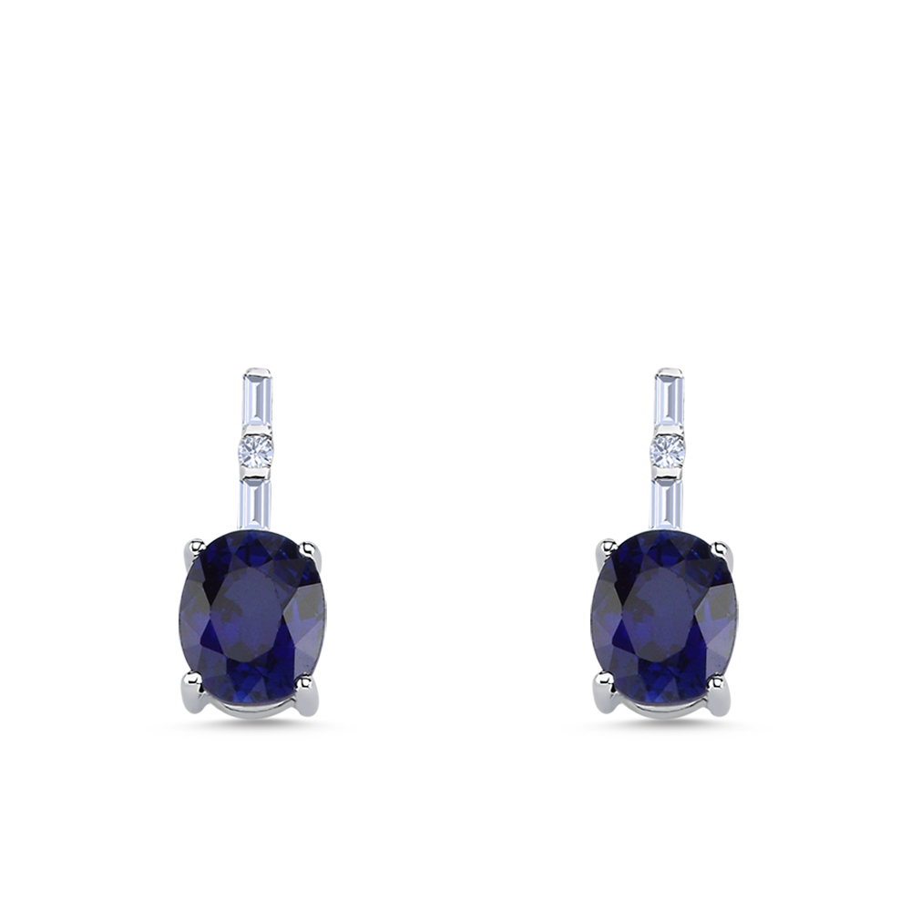 Pırlanta Safir Küpe Pesaro