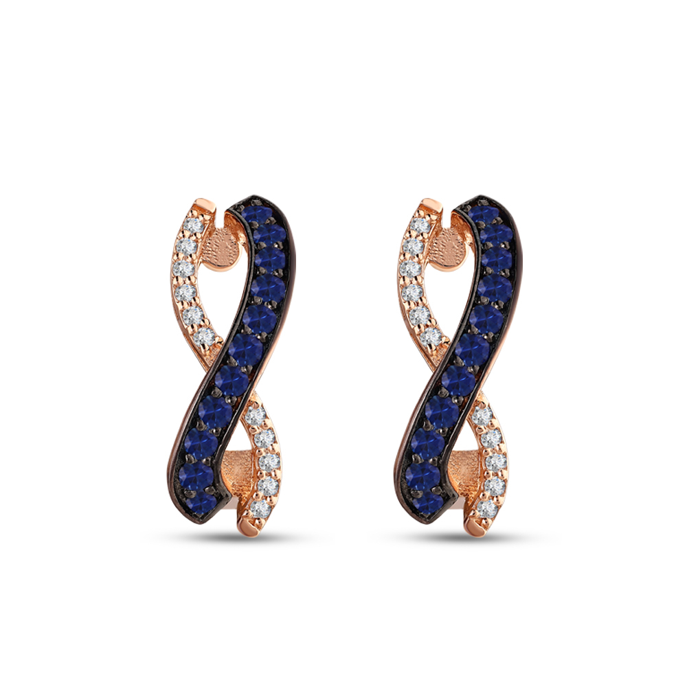 0.50 Karat Safir Sonsuzluk Pırlanta Küpe