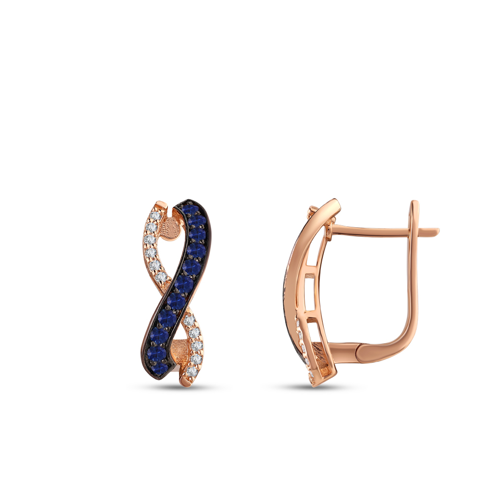 0.50 Karat Safir Sonsuzluk Pırlanta Küpe