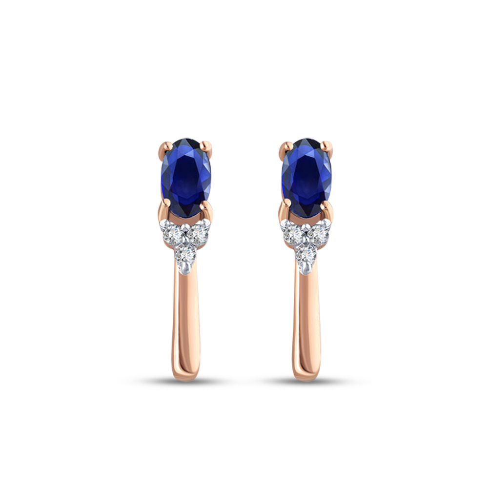 0.69 Karat Oval Safir Pırlanta Küpe