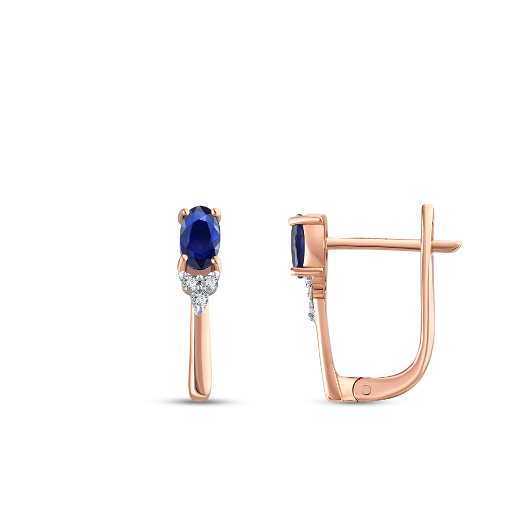 0.69 Karat Oval Safir Pırlanta Küpe