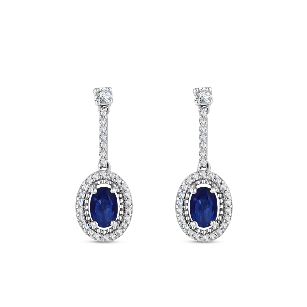 1.05 Karat Oval Safir Pırlanta Küpe