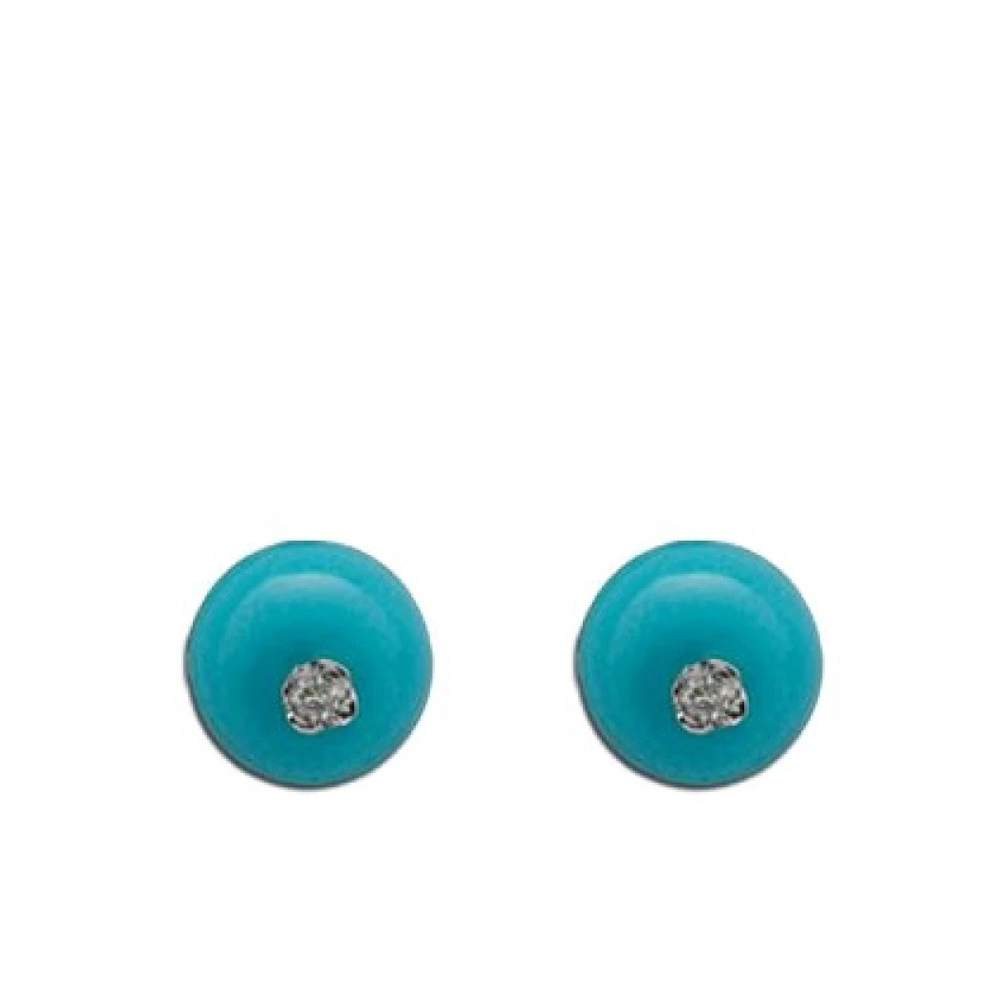 Pırlanta Firuze Taşlı Küpe