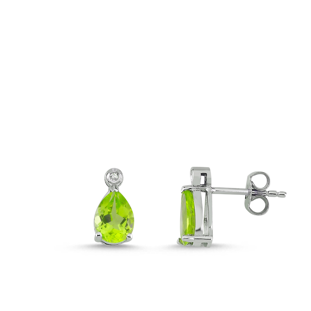 Damla Peridot Pırlanta Küpe