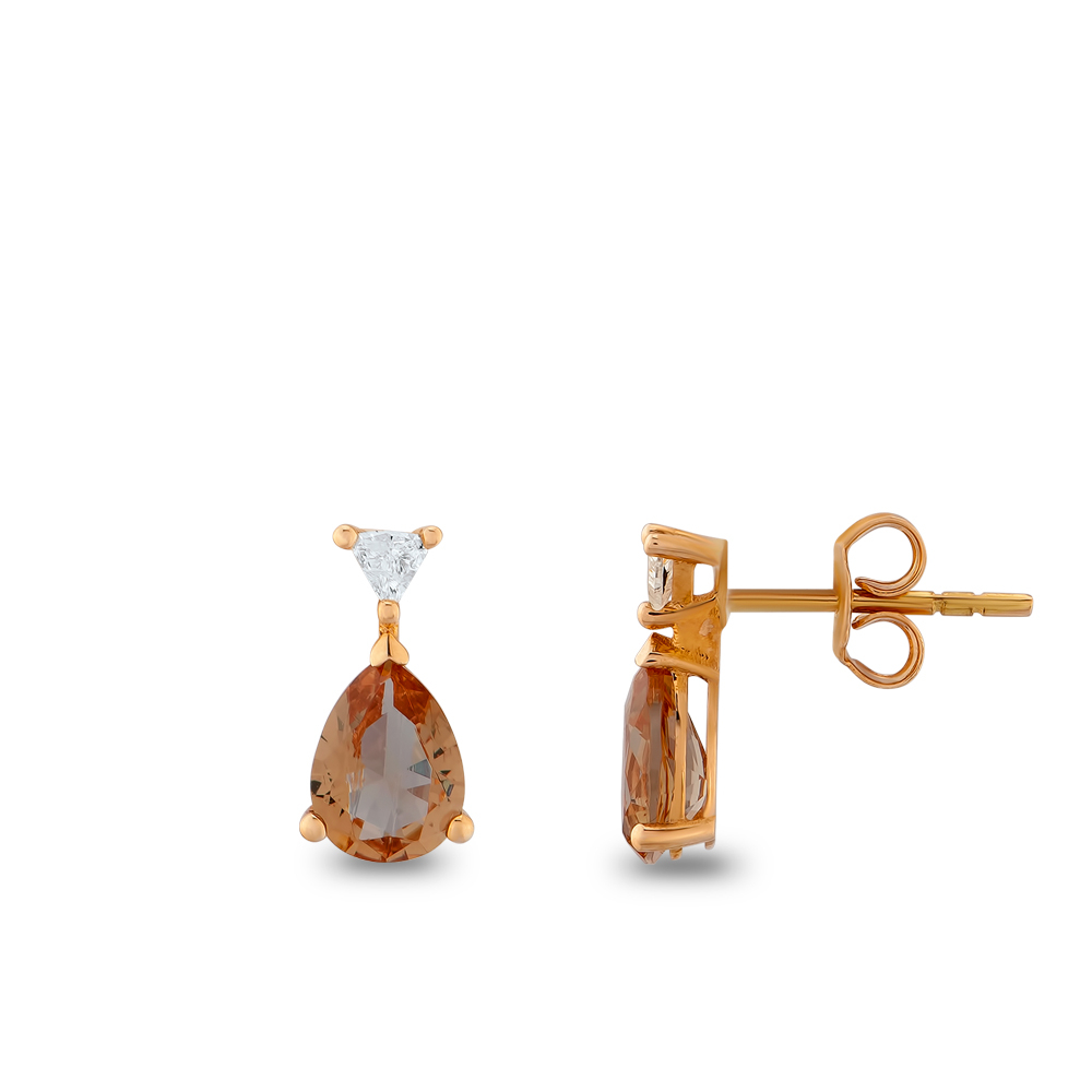 Üçgen Kesim Pırlanta Zultanit Taşlı Küpe