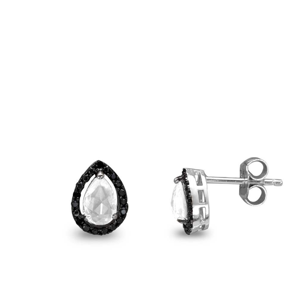 Siyah Pırlanta Quartz Damla Küpe