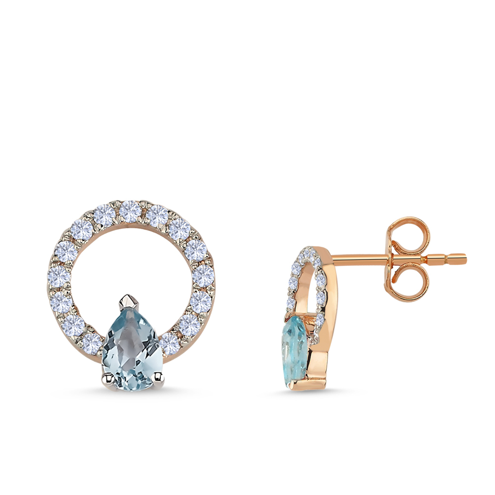 Pırlanta Mavi Topaz Küpe