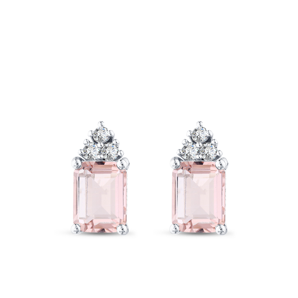 Morganit Pırlanta Küpe