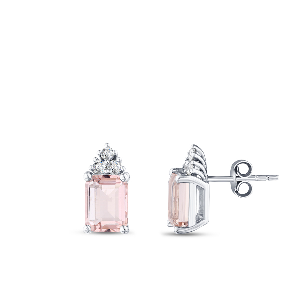 Morganit Pırlanta Küpe