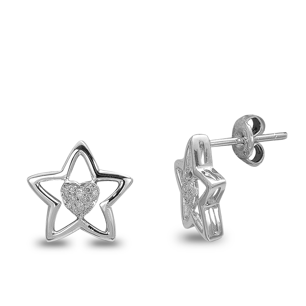 Pırlanta Kalbimin Yıldızı Küpe