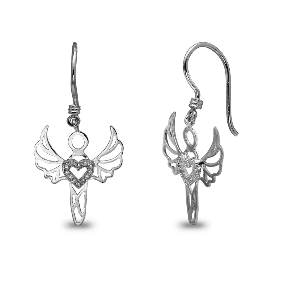 Pırlanta Gümüş Sevgi Meleği Cebrail Küpe