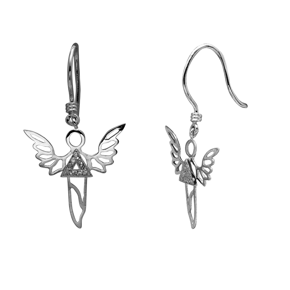 Gümüş Güç Meleği Sandalfon Pırlanta Küpe