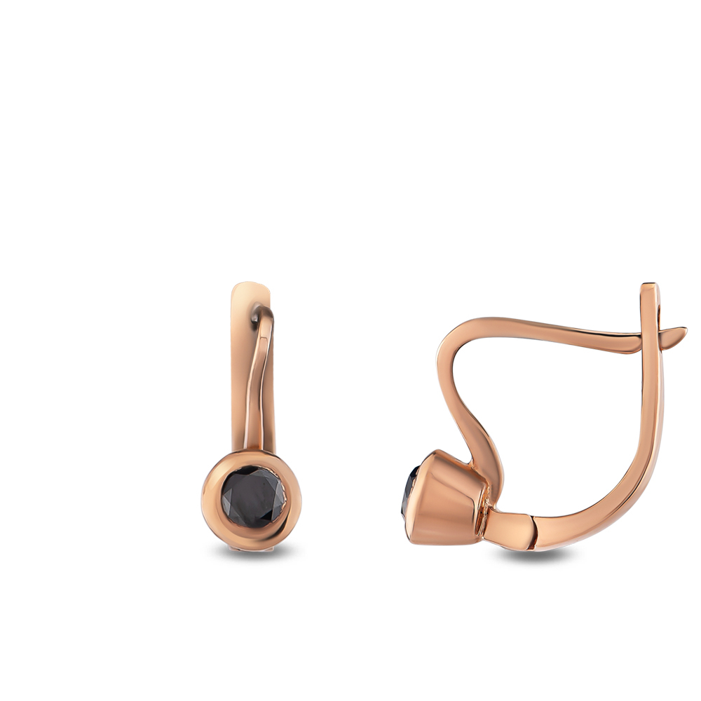 Siyah Pırlanta Tektaş Küpe Brescia