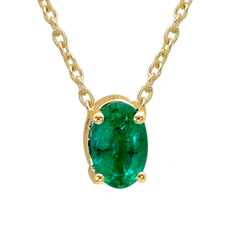 Oval Zümrüt Altın Kolye