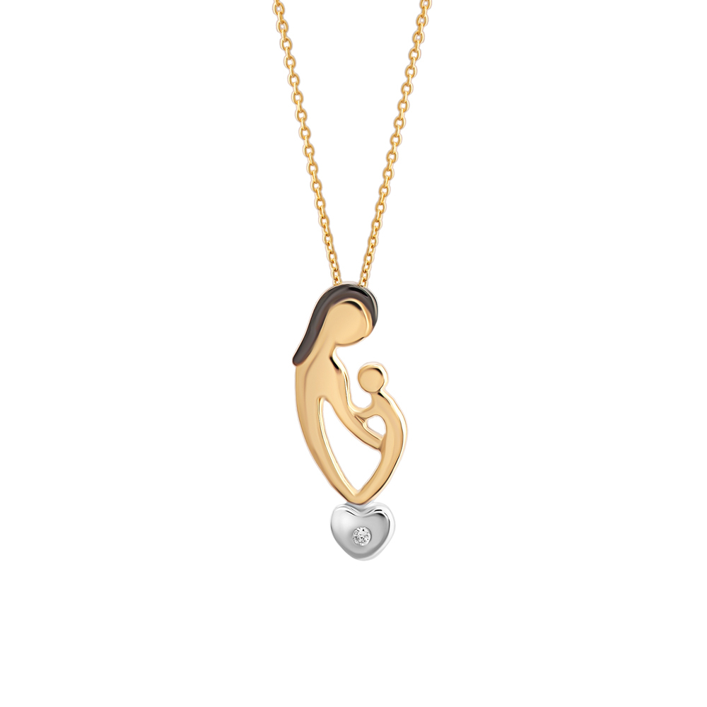 Pırlantalı Anne Bebek Kolye