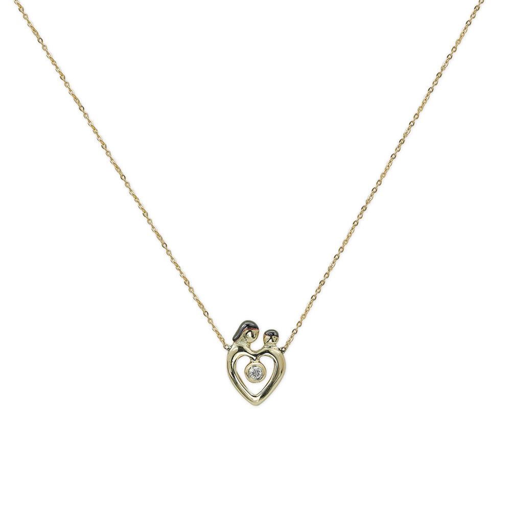 Pırlantalı Anne Çocuk Sevgisi Kolye