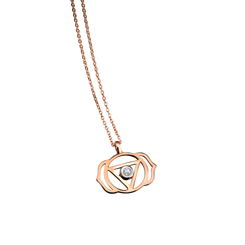 Pırlantalı Alın Çakrası (Ajna) Altın Kolye