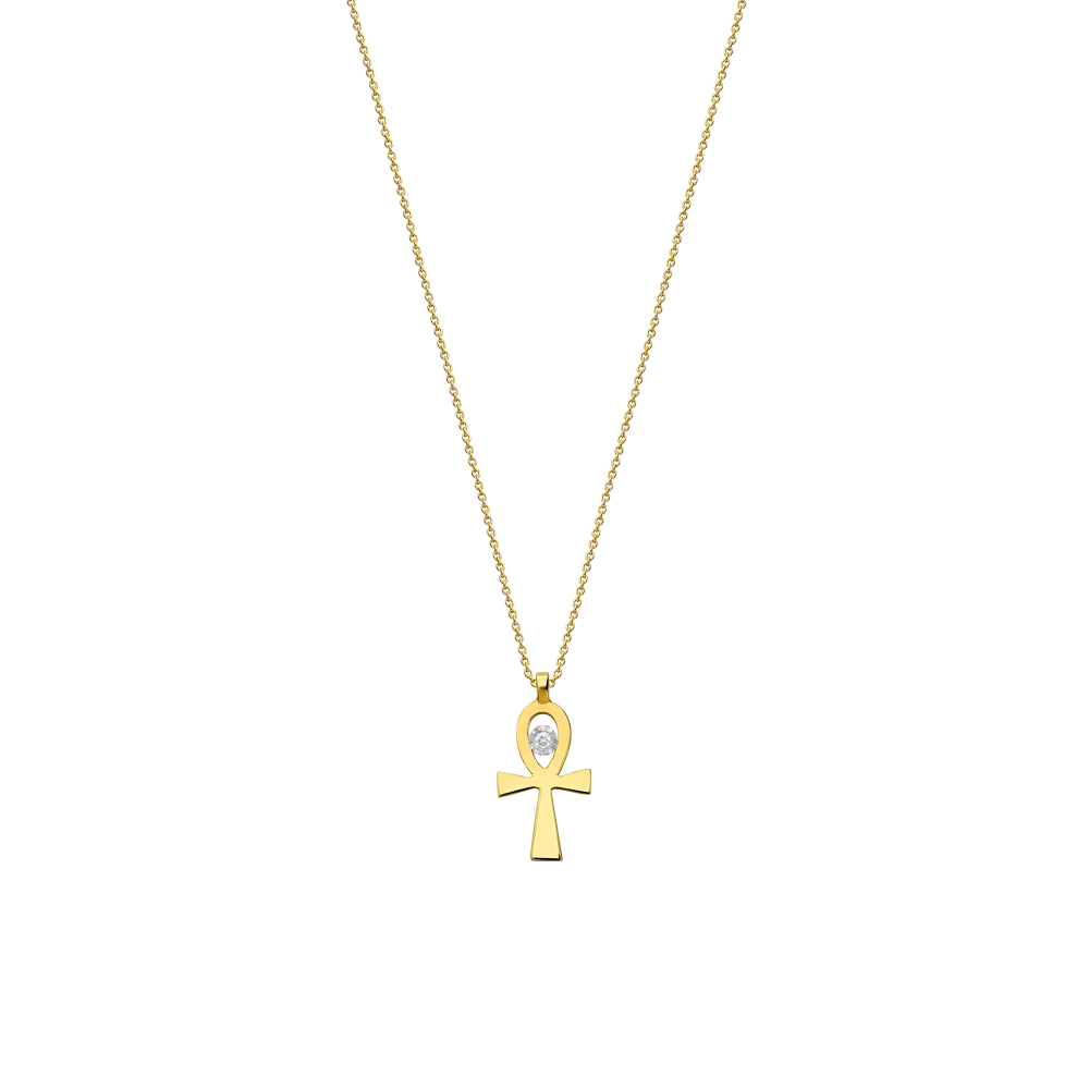 Sonsuz Yaşam Sembolü Pırlanta Kolye (Ankh)