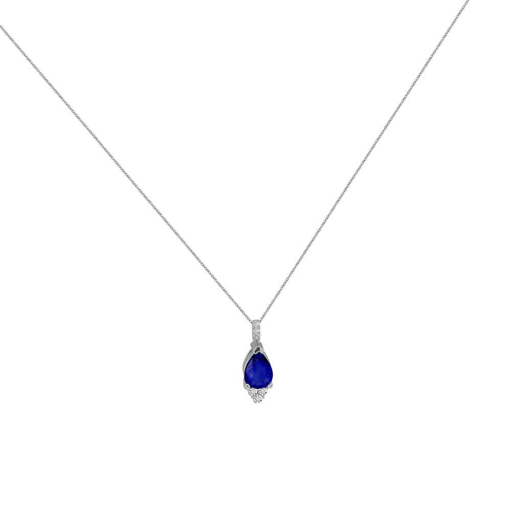 0.97 Karat Pırlanta Damla Safir Kolye