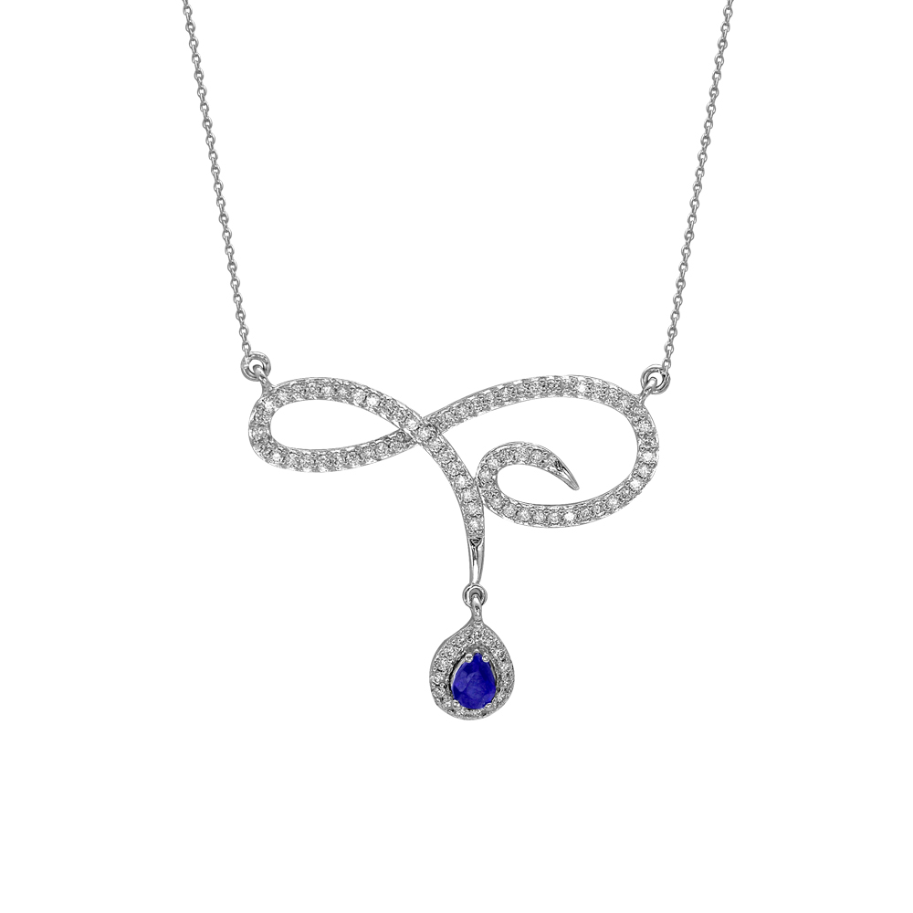 0.60 Karat Pırlanta Safir Kolye