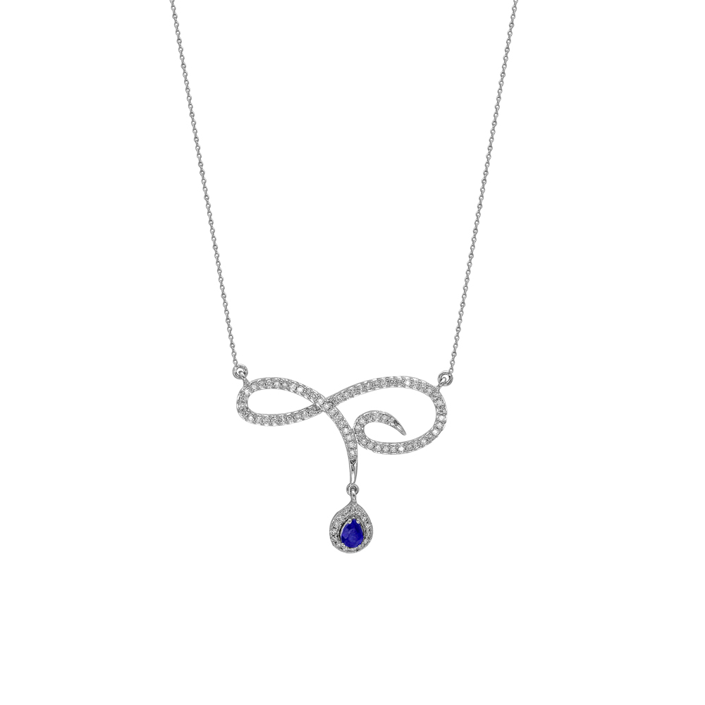 0.60 Karat Pırlanta Safir Kolye
