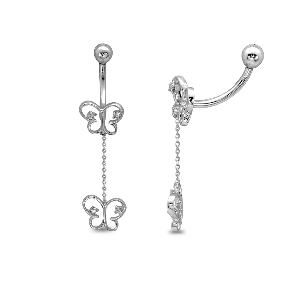 Pırlanta Kelebek Göbek Piercingi