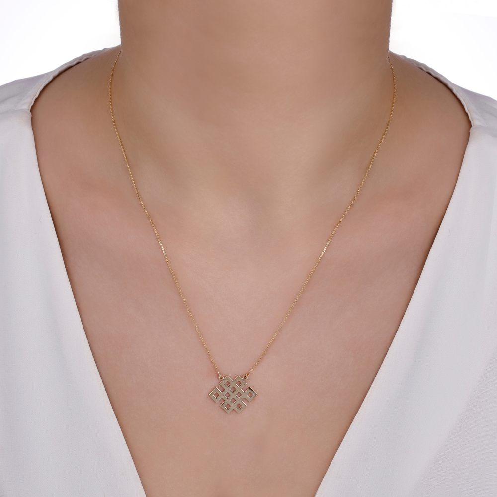 Kelt Sembolleri- Sonsuz Mutluluk Düğümü Altın Kolye (Herakles)