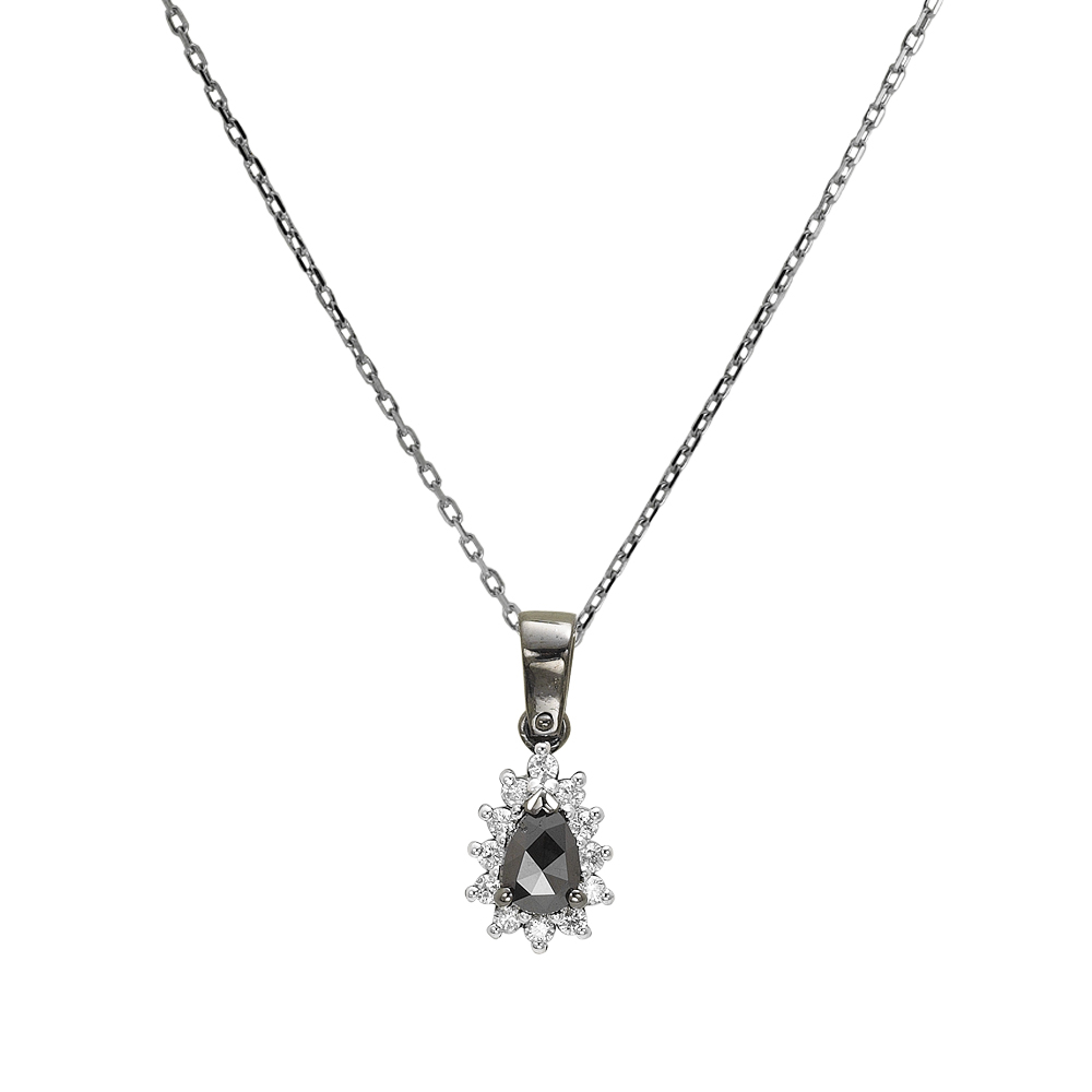 Damla Kesim Siyah Pırlanta Kolye