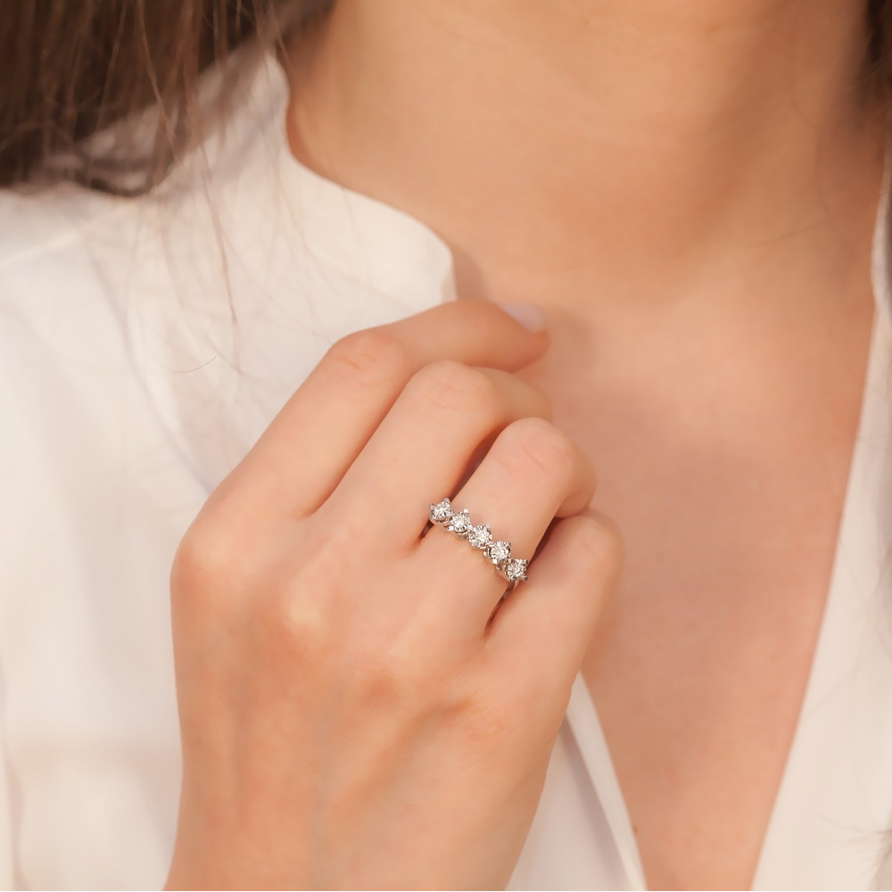 Pırlanta 5 Taş Miracle Alyans (1.25 Karat Görünüm)