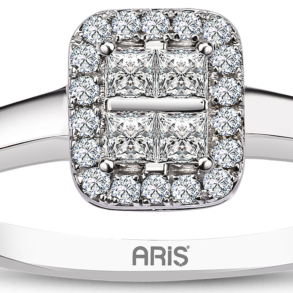 0.28 Karat Pırlanta Fantezi Prenses Kesim Yüzük