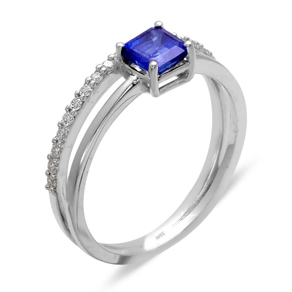 0.57 Karat Pırlanta Safir Yüzük