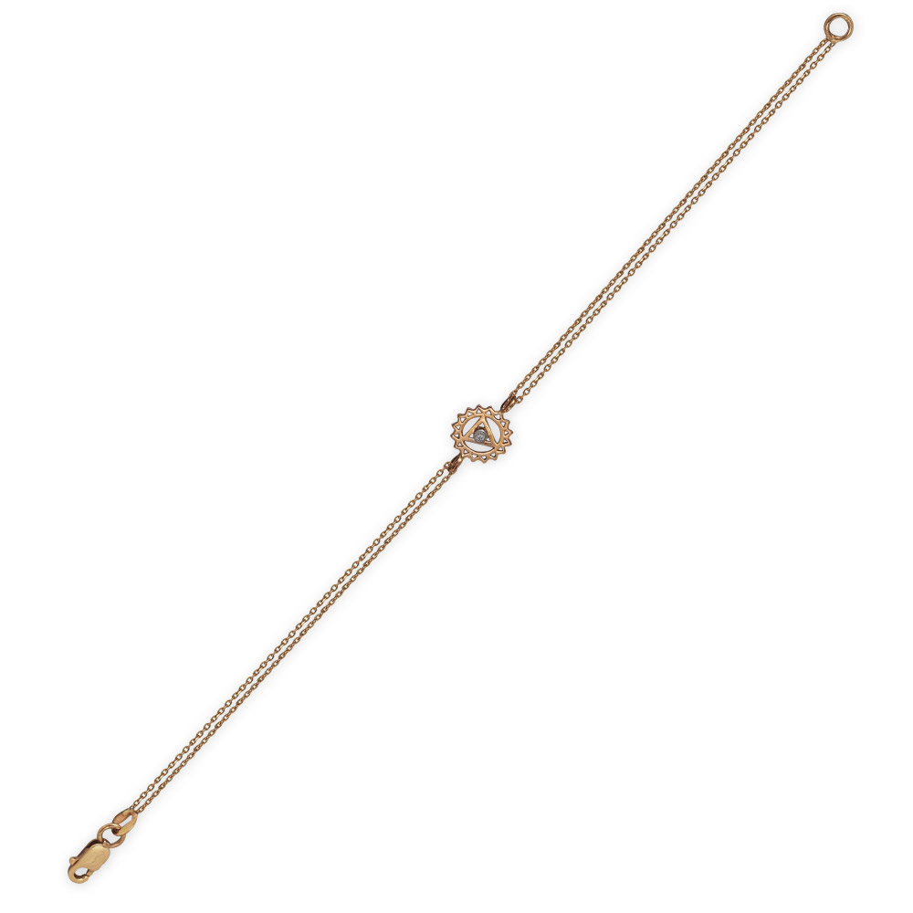 Pırlantalı Boğaz Çakrası Altın Bileklik