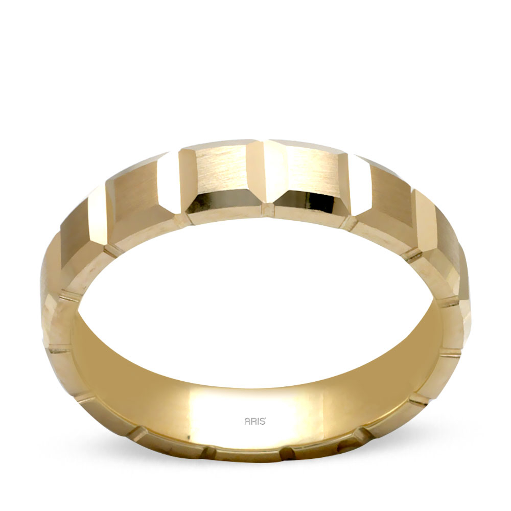 Desenli Altın Evlilik Alyans Erkek Modeli