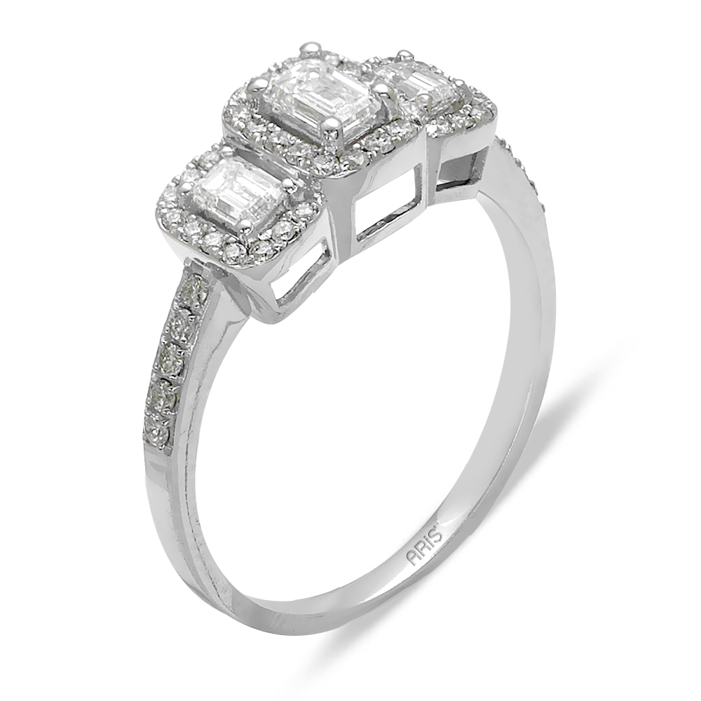 Zümrüt Kesim Pırlanta Baget Tria Yüzük