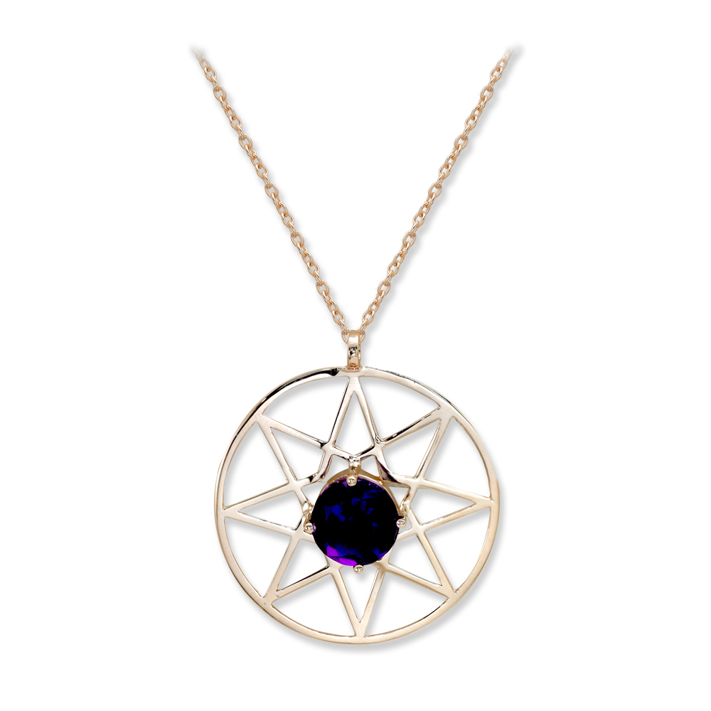 Ametist Taşlı Altın Kolye