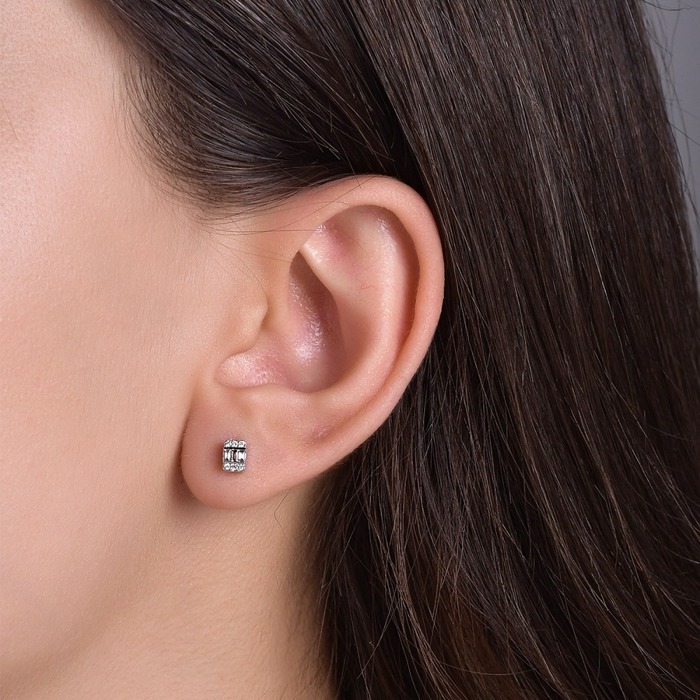 Pırlanta Fantezi Baget Küpe