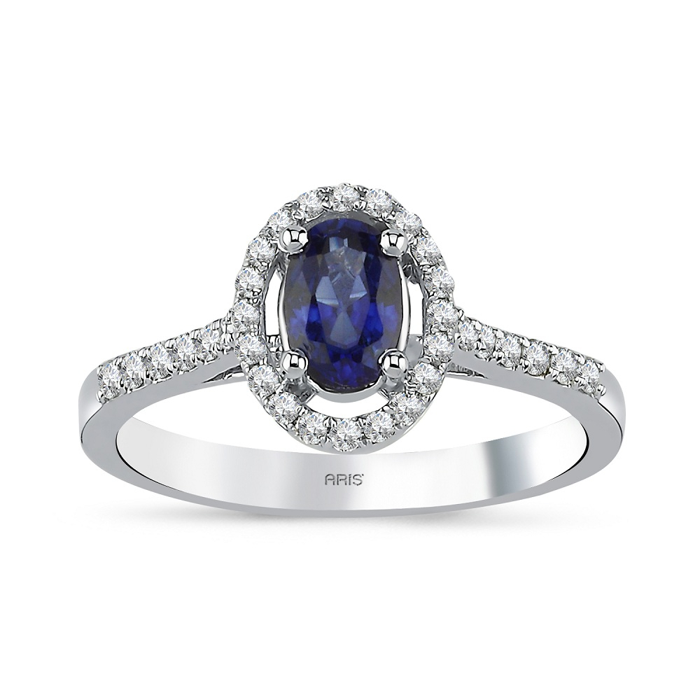 0.82 Karat Pırlanta Oval Safir Yüzük