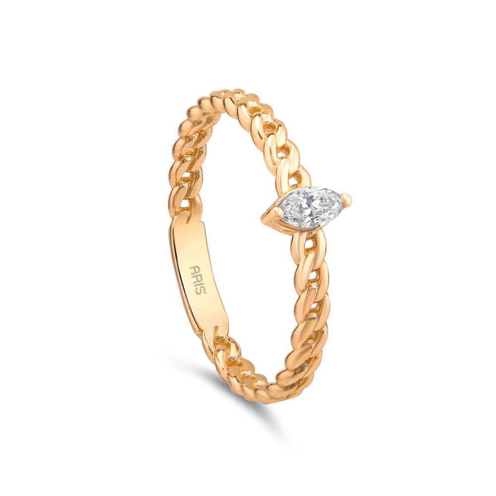 0.13 Karat Pırlanta Markiz Tektaş Yüzük