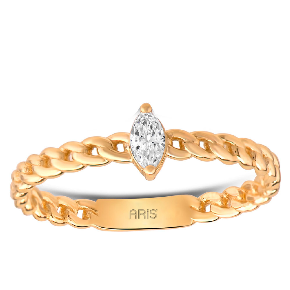 0.13 Karat Pırlanta Markiz Tektaş Yüzük