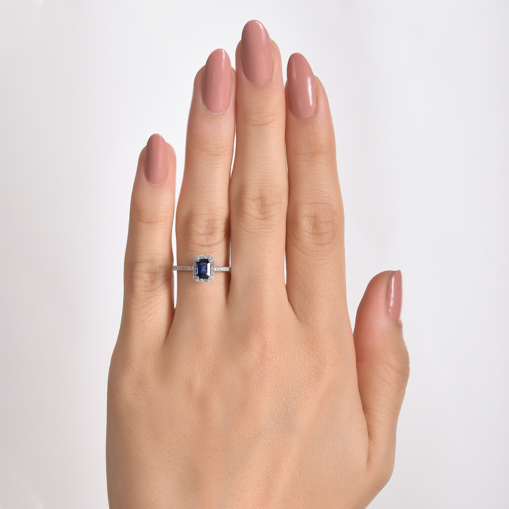 0.69 Karat Pırlanta Safir Yüzük