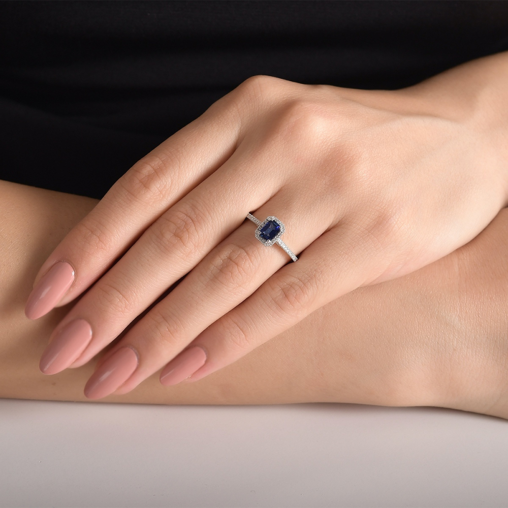 0.69 Karat Pırlanta Safir Yüzük