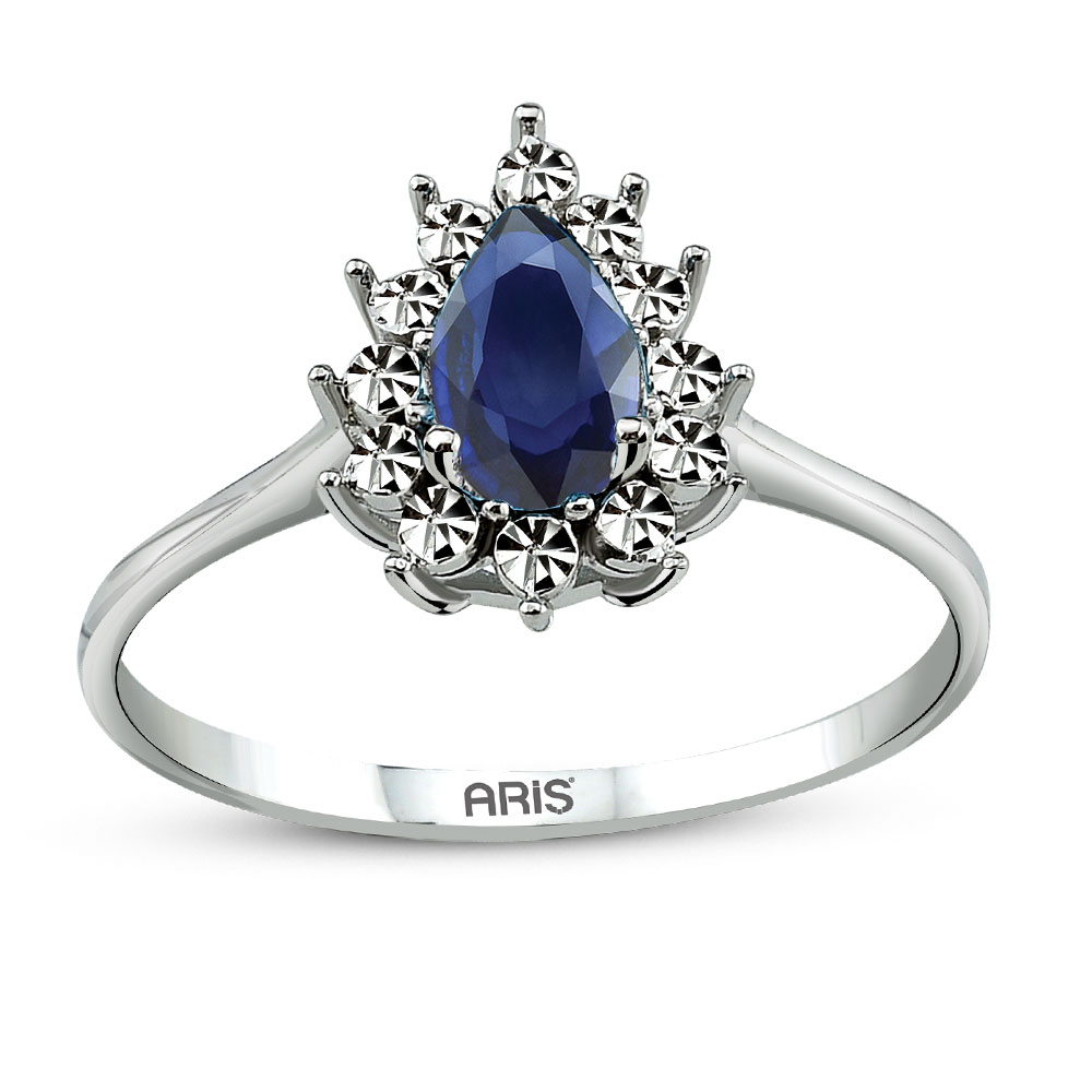 0.50 Karat Damla Safir Altın Yüzük