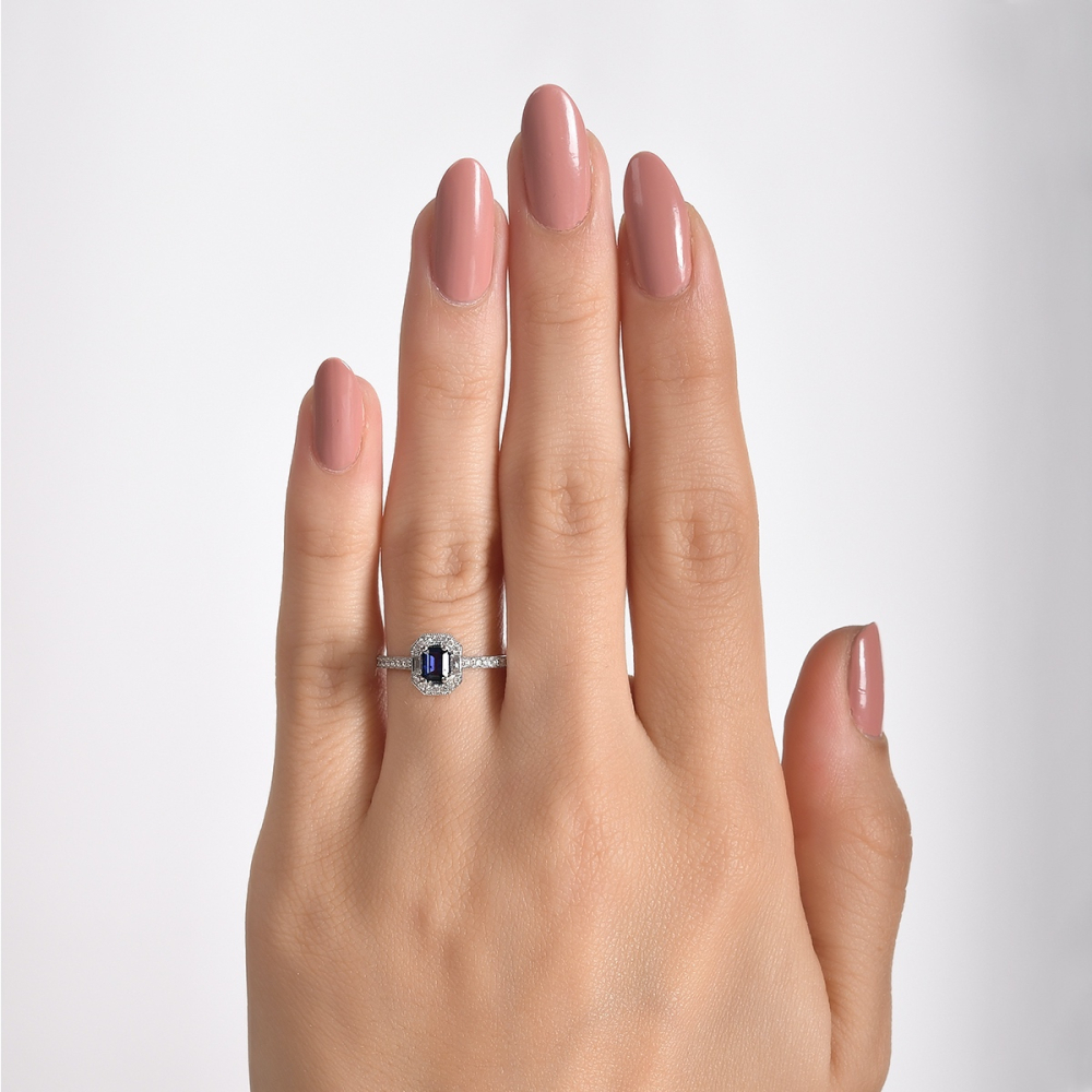 0.59 Karat Pırlanta Safir Yüzük