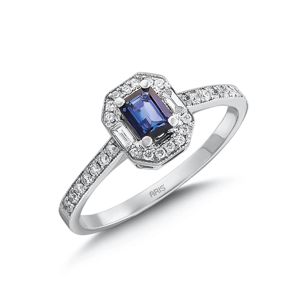 0.59 Karat Pırlanta Safir Yüzük