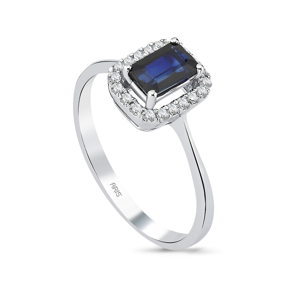 0.79 Karat Pırlanta Safir Yüzük