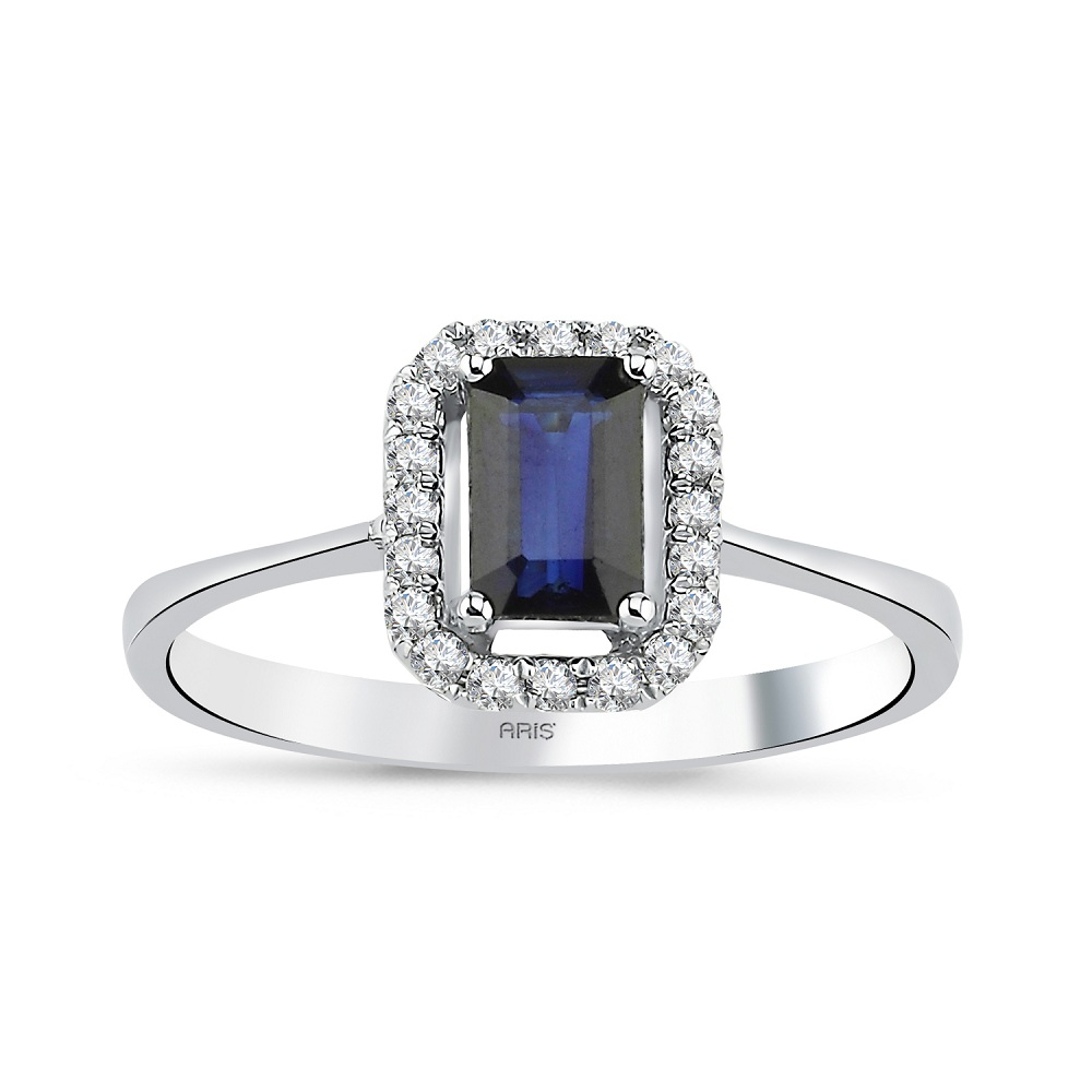 0.79 Karat Pırlanta Safir Yüzük