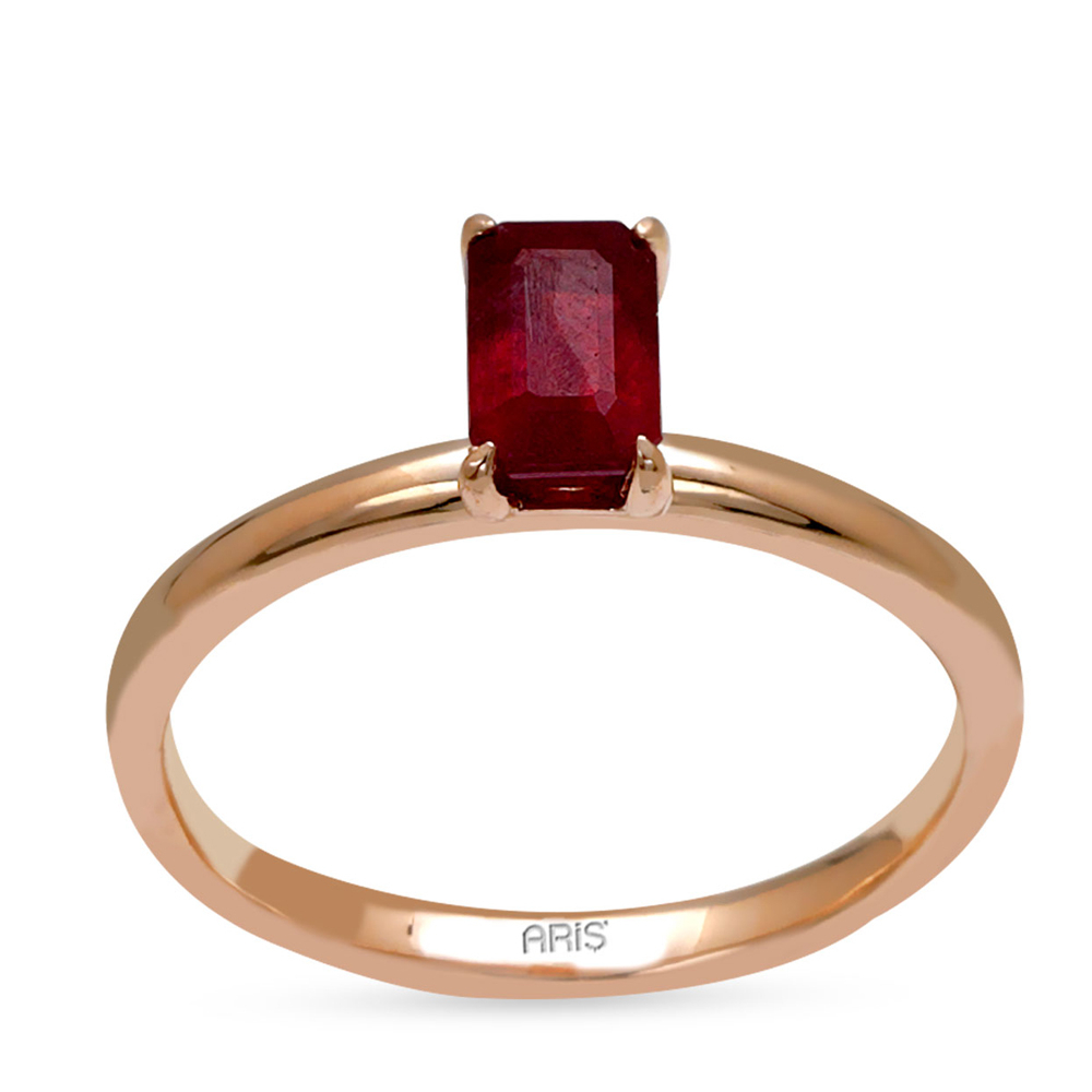 Trapez Kesim Yakut Altın Yüzük