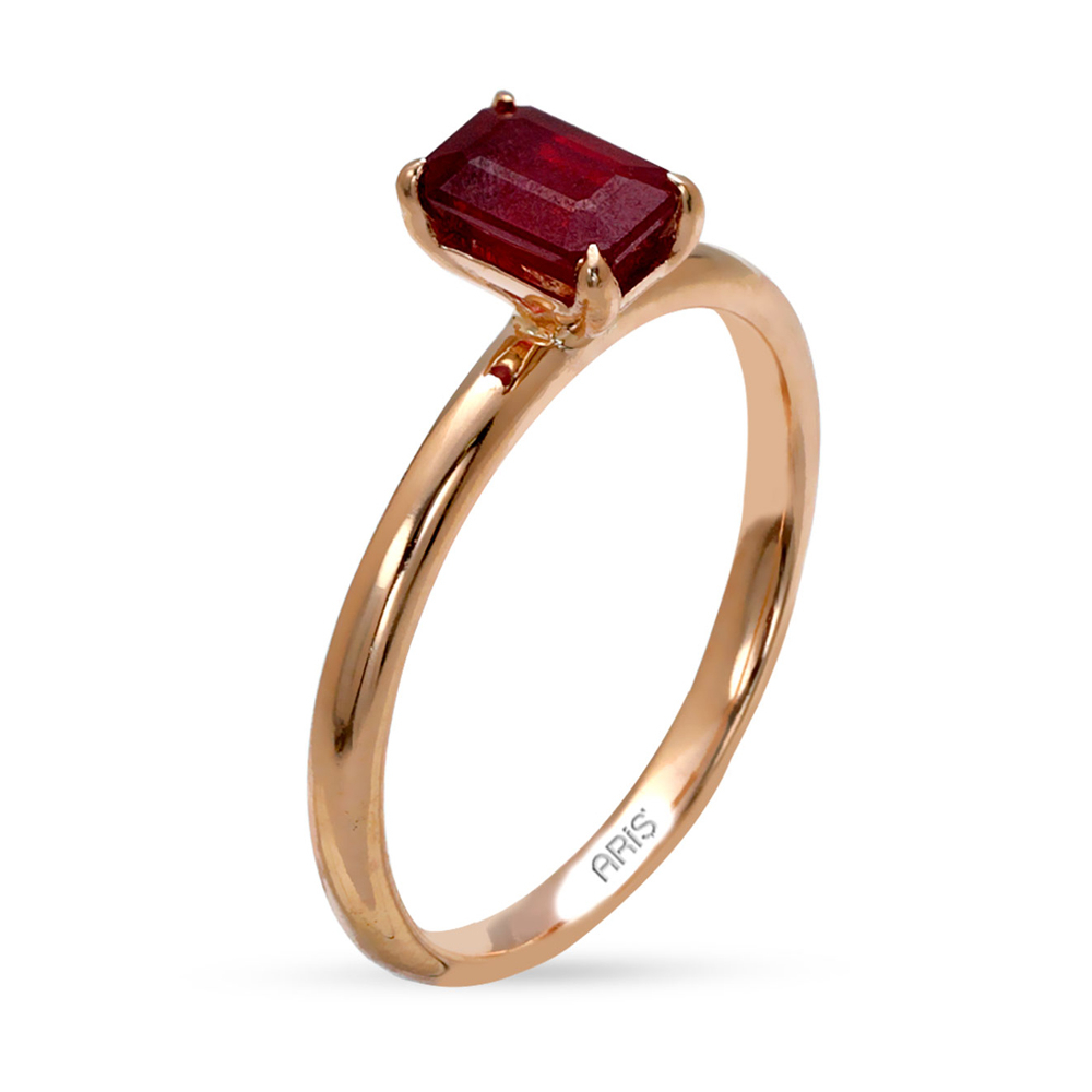 Trapez Kesim Yakut Altın Yüzük