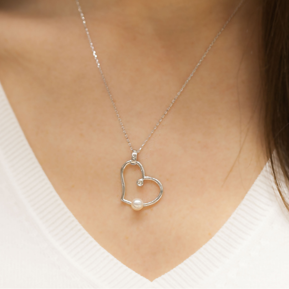 Pırlanta Gümüş İnci Kolye